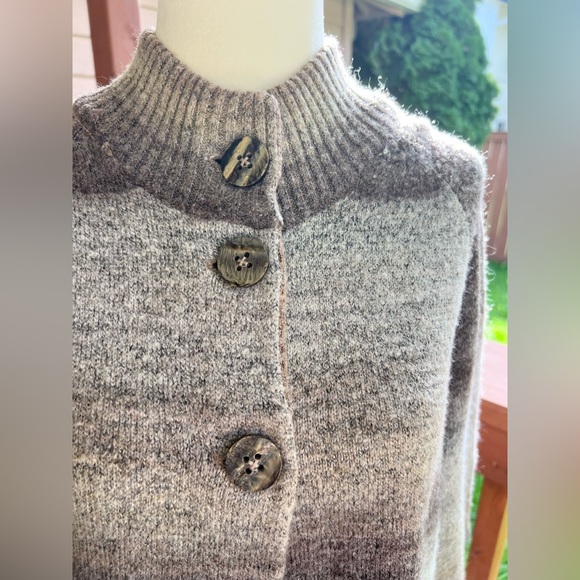 Croft & Barrow Button Up Front Brown & Grey Sweater Cardigan 3/4 Sleeve Small - Picture 3 of 7